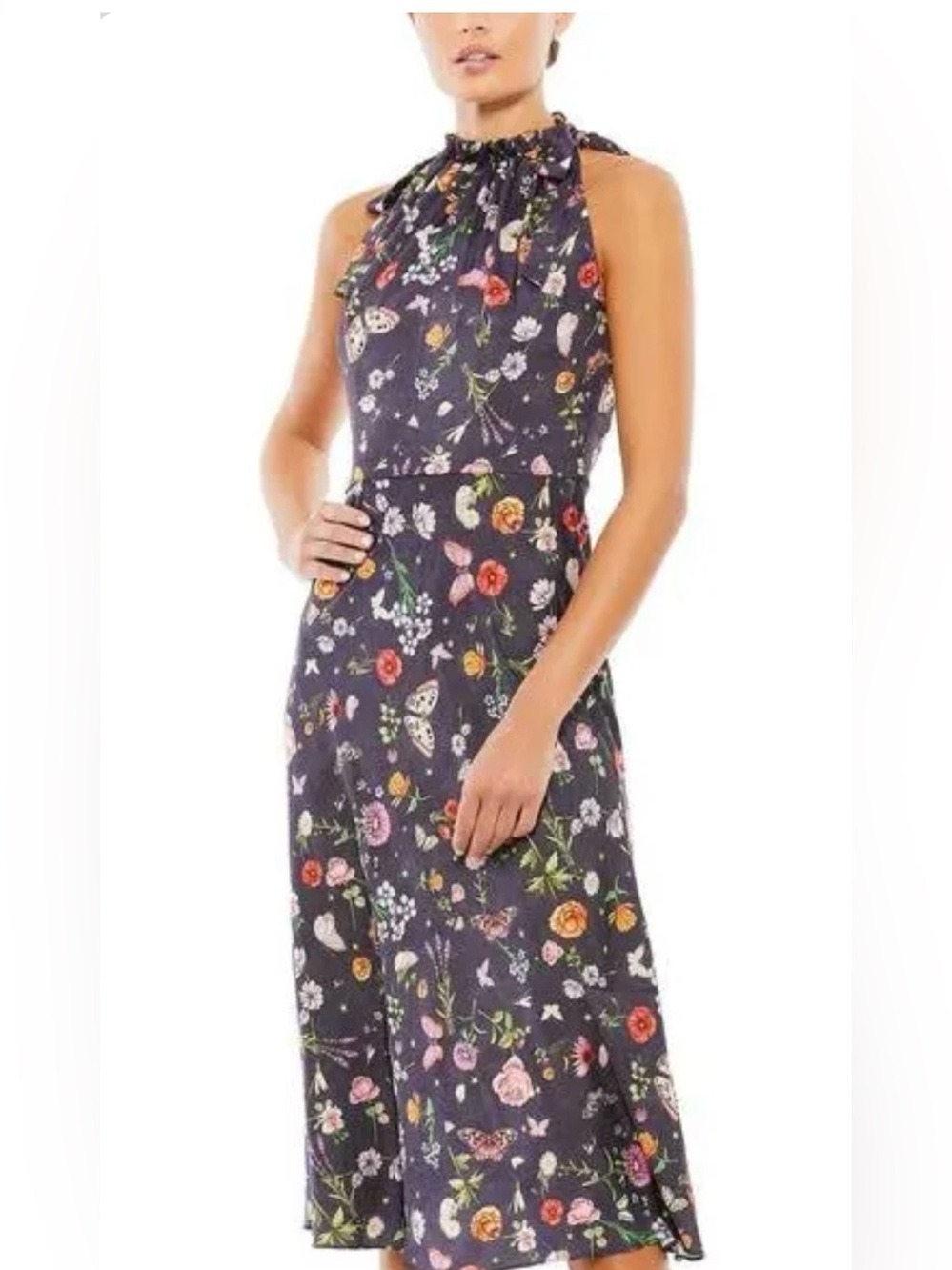 Mac Duggal Ieena for Mac Duggal floral print midi dress brand new with tags